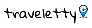 Traveletty Logo Black Transparent with Location Pin Icon