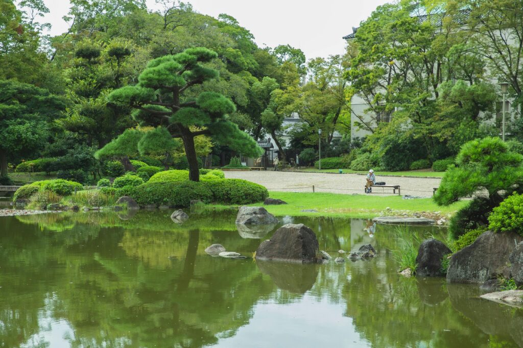 Free Attractions and Activities - An unrecognizable tourist sitting on a bench at a beautiful green park with a pond