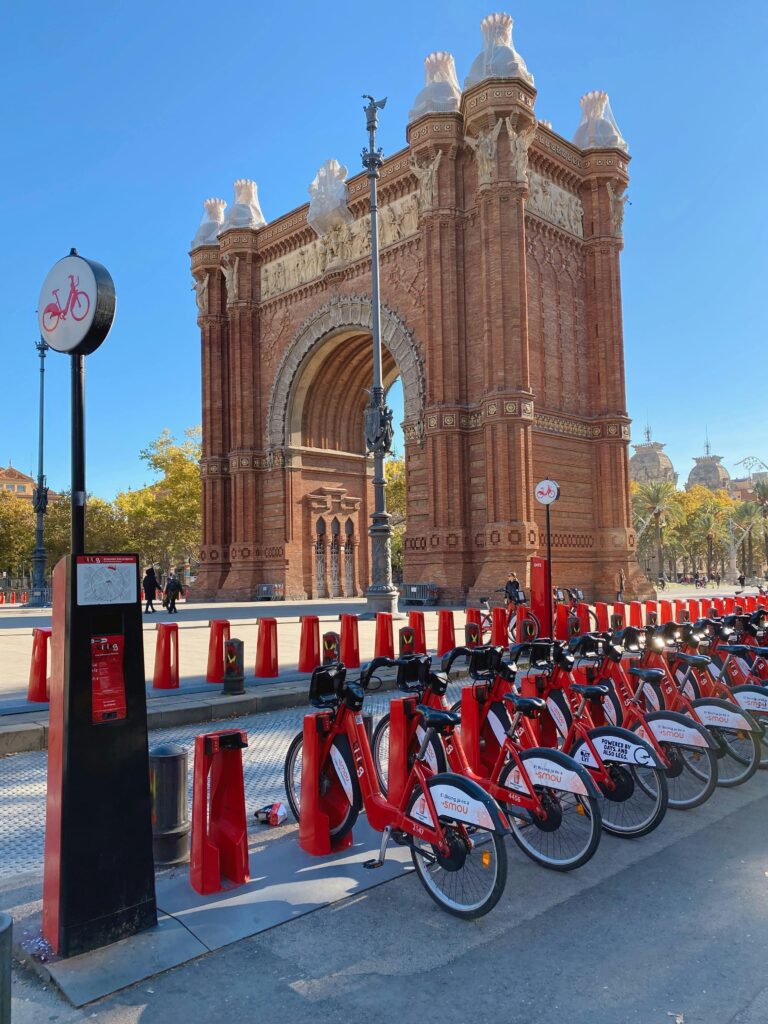 Traveletty - Public Transport for Travelers - bicycles parked at a bike rental station