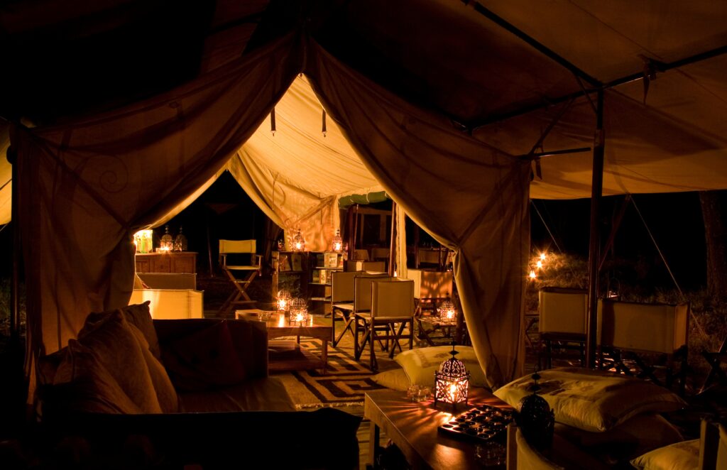 Traveletty - Best safari tents - luxury camp at night