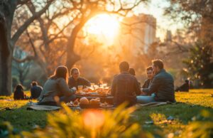 Traveletty - Urban Parks for Picnicking - A group of people enjoying picnic at a park in the city