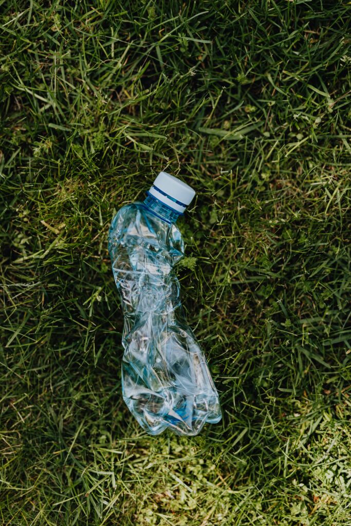 Traveletty - Urban Parks for Picnicking - A crumpled plastic bottle trash on a green lawn in a park