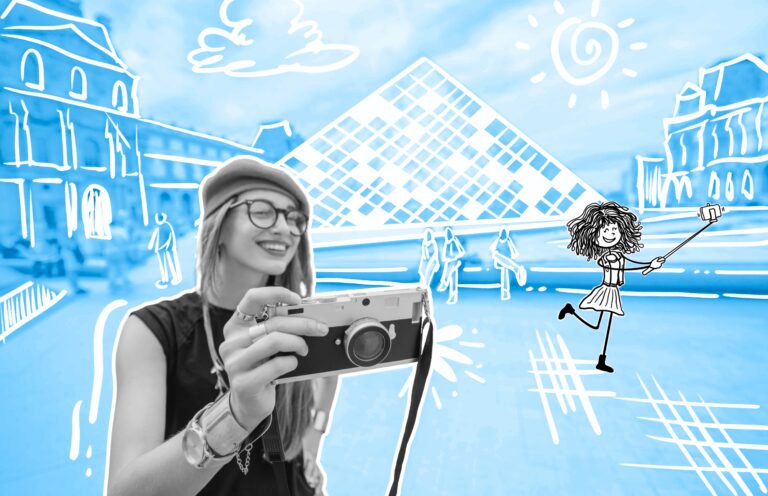 Traveletty - Budget Travel Benefits - Featured Image - A young female tourist taking pictures while touring around France