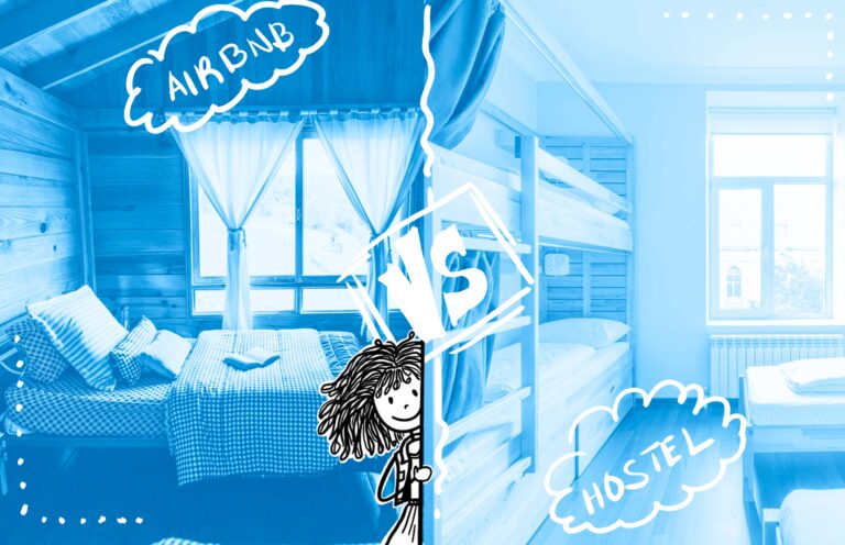 Airbnb vs Hostels Cover Image - comparison of the two accommodations